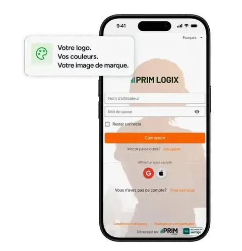 Application mobile PRIM en marque blanche : votre logo, vos couleurs, votre image de marque