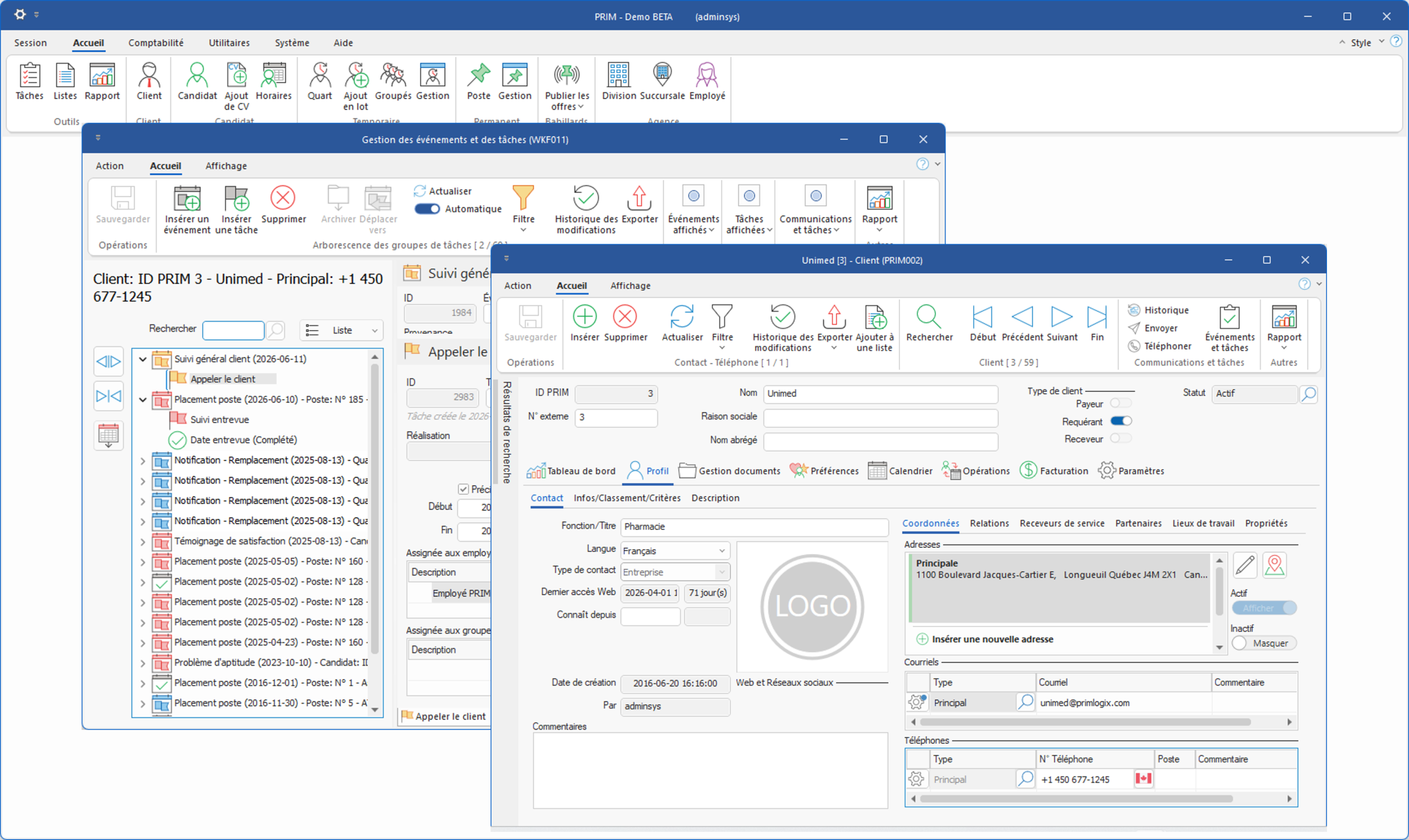 Capture d’écran — Relation client (CRM)